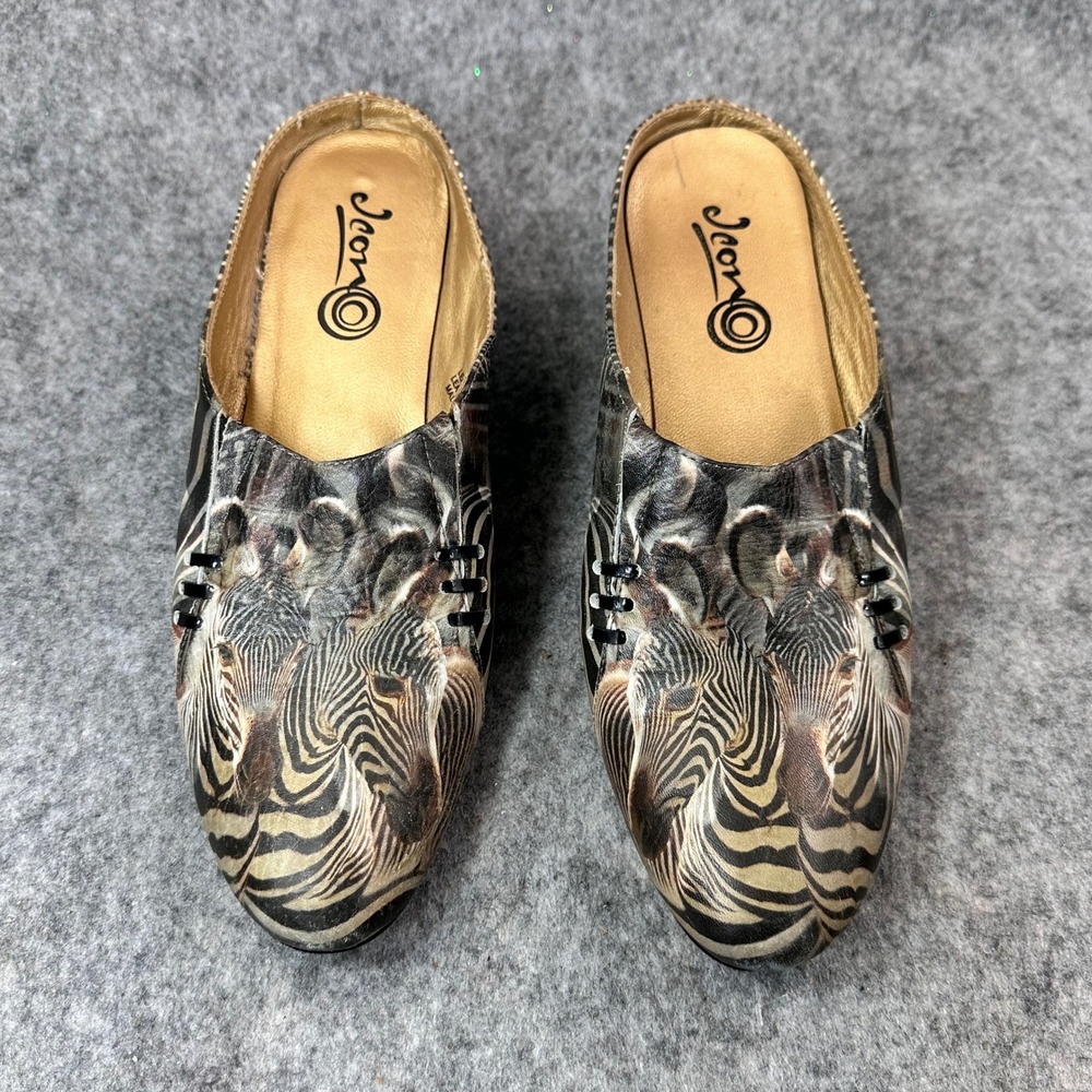 Vintage Y2K Zebra Print Clogs Womens Size 7 Slip On Platform Mules - Picture 13 of 13